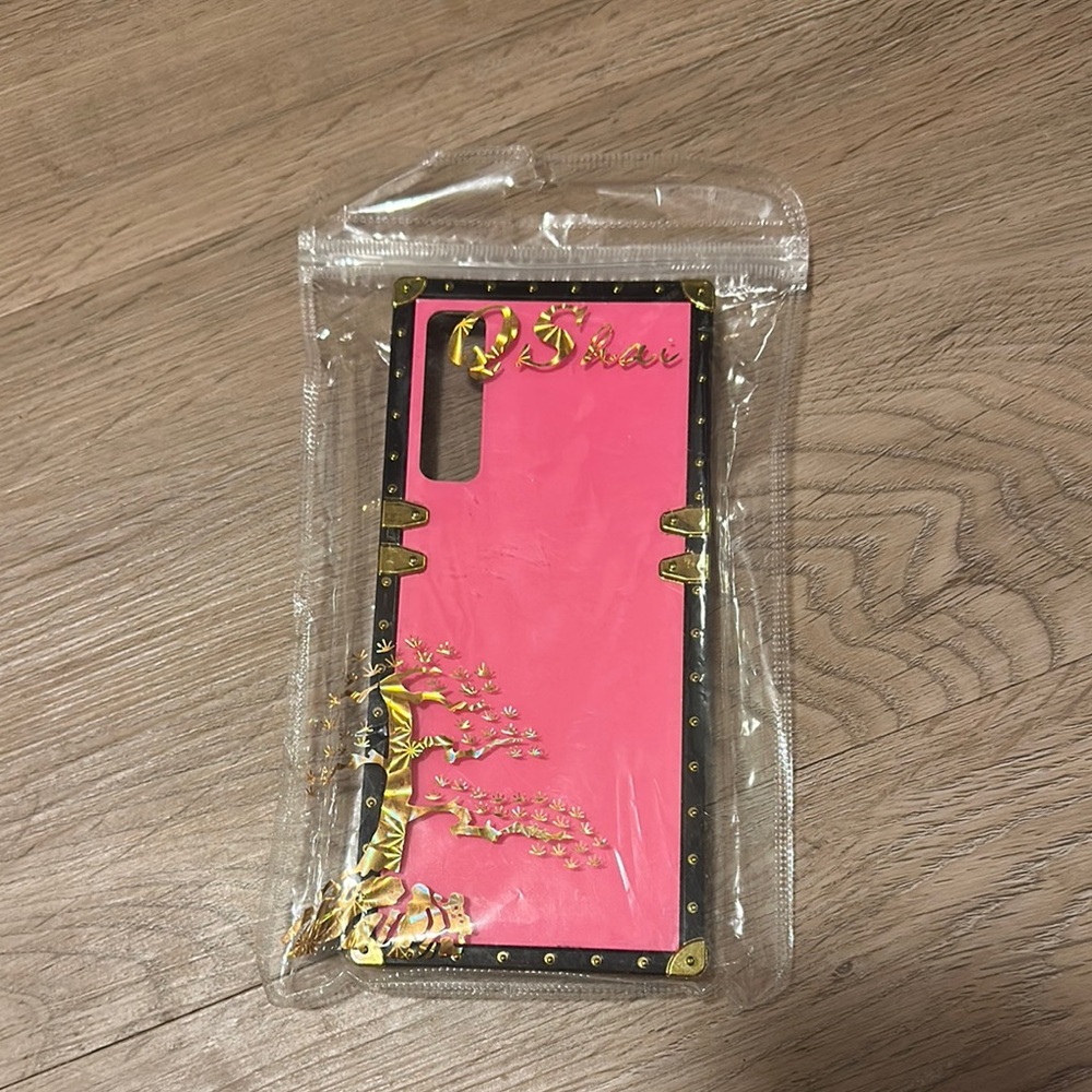 Pink and Gold Slim Phone Case with Metallic Accents